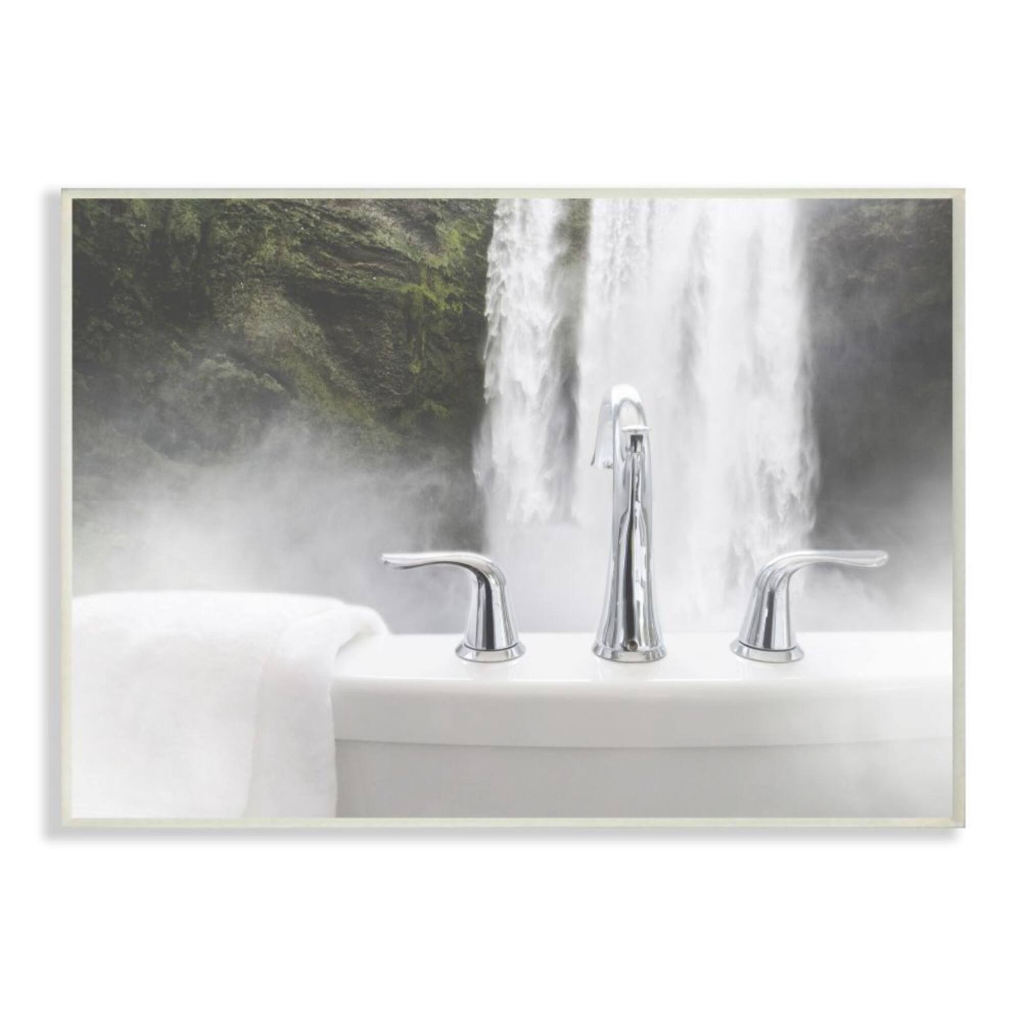 Stupell Industries Waterfall Bath Time Wooden Wall Plaque